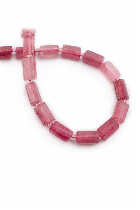 Çilek Kuvars Doğal Taş Silindir Kesim 7x12mm Dizi