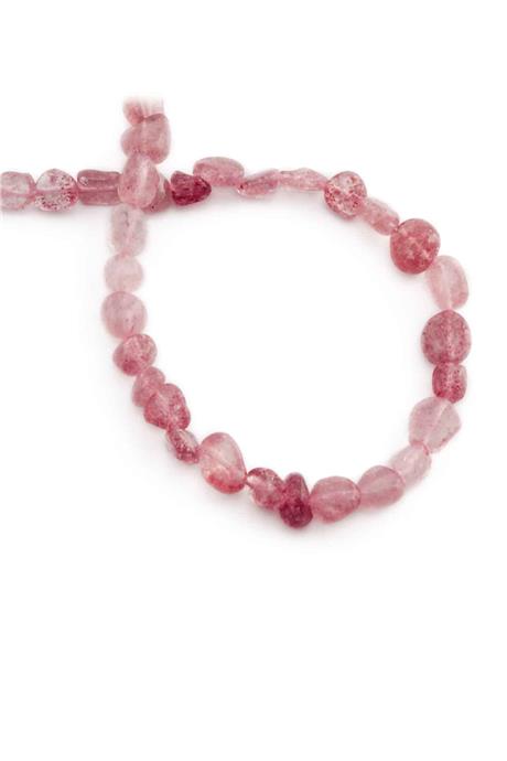 Strawberry Quartz Natural Stone Tumbler Cut 6x8mm String Of Beads