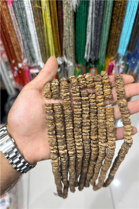 Coconut Hindistan Cevizi Ağacı Koyu Kahverengi Rondela Kesim 3x10mm Dizi