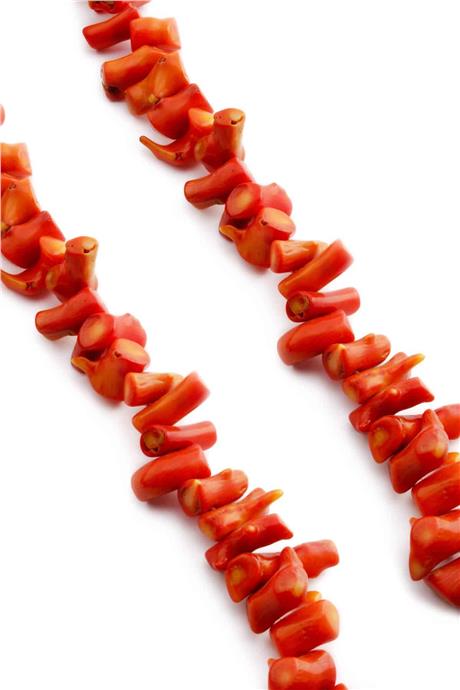 Branch Coral Natural Stone Orange Orta Amorphous Cut String Of Beads