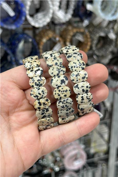 Dalmaçyalı Jasper Doğal Taş Oval Kesim Bileklik