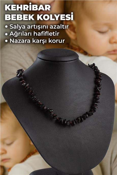 Ateş Kehribar Cips Kesim Bebek Kolyesi