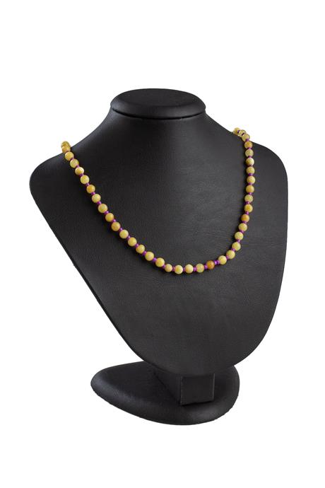 Damla Kehribar Küre Kesim Mor Boncuklu Bebek Kolyesi 3,9-6,6gr