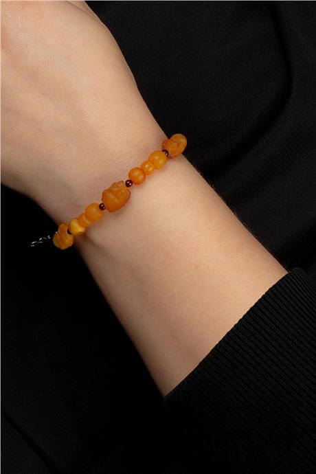 Damla Kehribar Ham Taşlı Yetişkin Bileklik