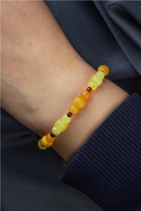 Damla Kehribar Karışık Renkli Yetişkin Bileklik