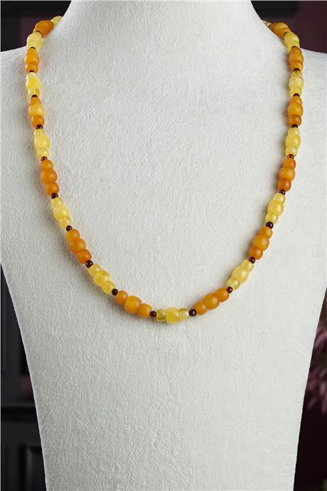 Damla Kehribar Karışık Renli Unisex Kolye