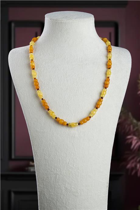 Damla Kehribar Karışık Renli Unisex Kolye