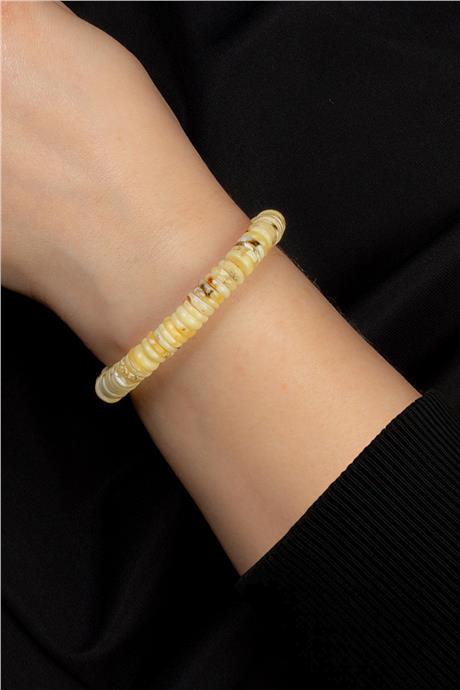 Damla Kehribar Karışık Ton Rondela Kesim Unisex Bileklik  9-11gr