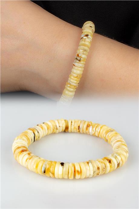 Damla Kehribar Karışık Ton Rondela Kesim Unisex Bileklik  9-11gr