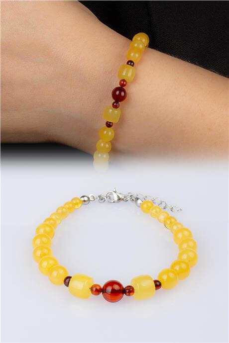 Damla Kehribar Küre Kesim Yetişkin Bileklik