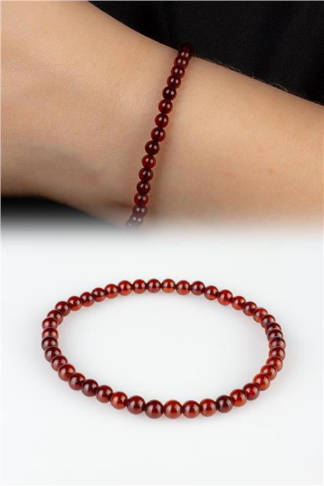 Damla Kehribar Kahverengi Küre Kesim 4mm Yetişkin Bileklik  2,50-3,00gr