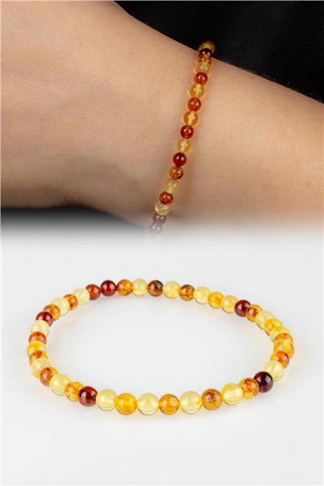 Damla Kehribar Parlak Karışık Renkli 4mm Yetişkin Bileklik 2,40-2,50gr