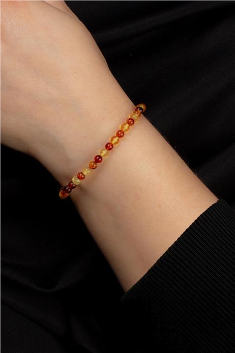 Damla Kehribar Parlak Karışık Renkli 4mm Yetişkin Bileklik 2,40-2,50gr