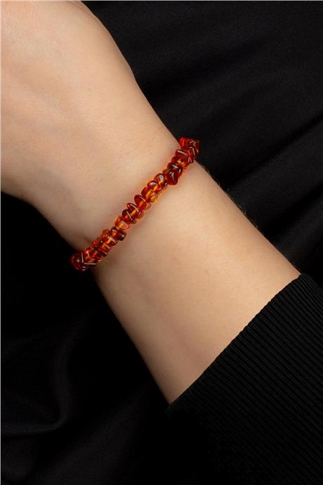 Damla Kehribar Parlak Koyu Turuncu Tımbıl Kesim Yetişkin Bileklik 5,90-6,20gr