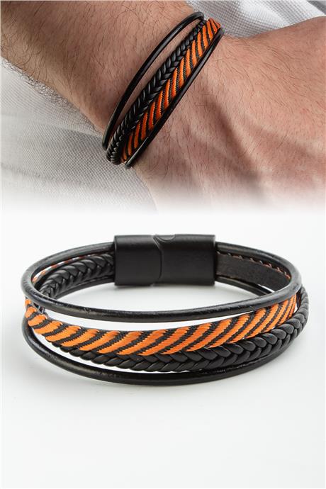 Deri İp Kordonlu Dörtlü Erkek Bilekliği