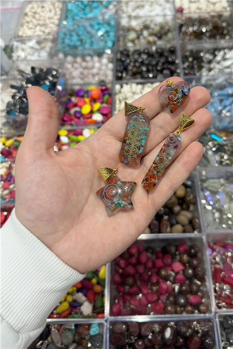 Doğal Taş Kolye Ucu Çakra Karışık Kesim