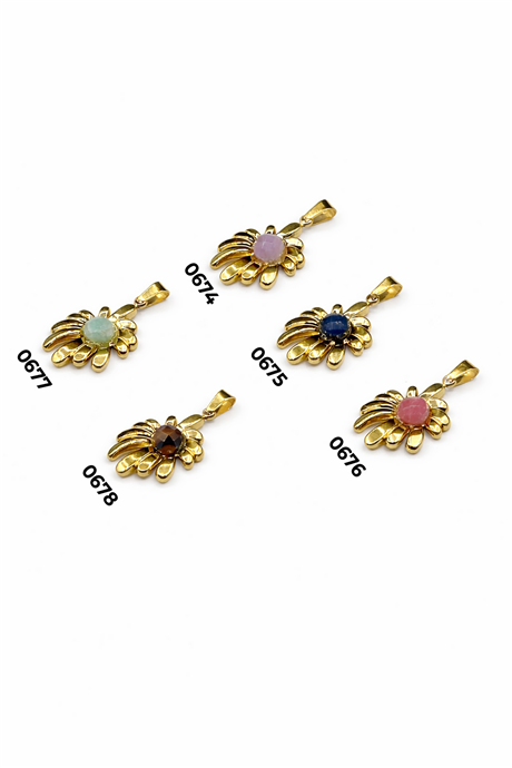 Doğal Taş Kolye Ucu Çiçek Kesim 14x21mm