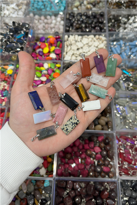 Doğal Taş Kolye Ucu Dikdörtgen Kesim 25x13mm