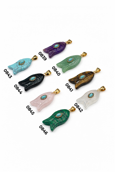 Doğal Taş Kolye Ucu Lale Kesim 30x15mm