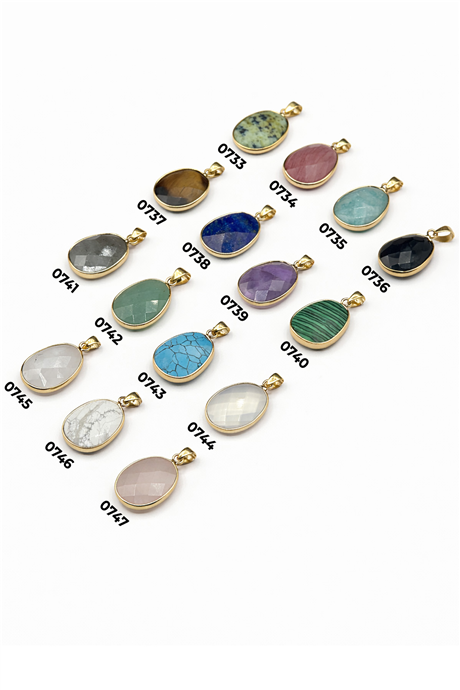 Doğal Taş Kolye Ucu Oval Kesim 25x17mm