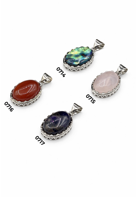 Doğal Taş Kolye Ucu Oval Kesim 30x20mm
