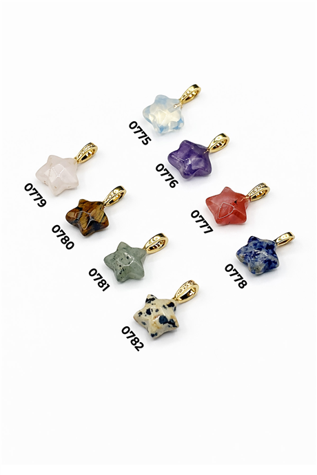 Doğal Taş Kolye Ucu Yıldız Kesim 12mm