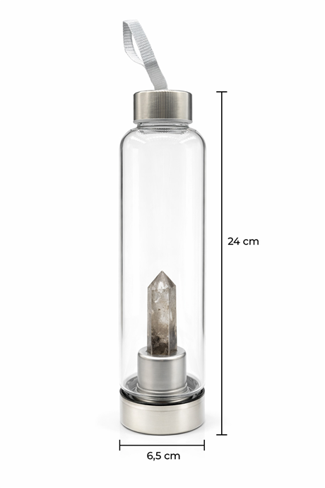 Dumanlı Kuvars 500 Ml Cam Matara Su Şişesi Kılıflı