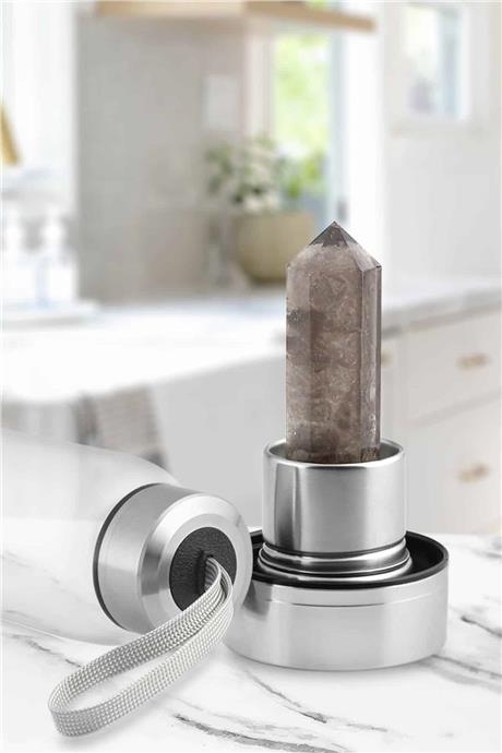 Dumanlı Kuvars 500 Ml Cam Matara Su Şişesi Kılıflı