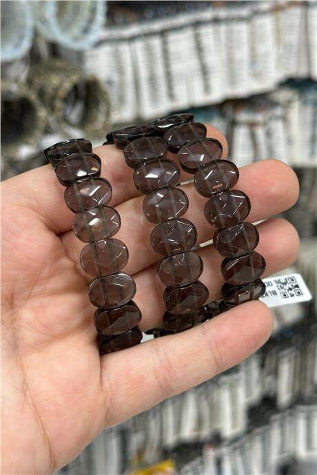 Dumanlı Kuvars Taşı Oval Kesim Bileklik