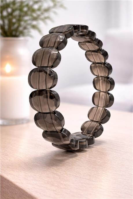 Dumanlı Kuvars Taşı Oval Kesim Bileklik