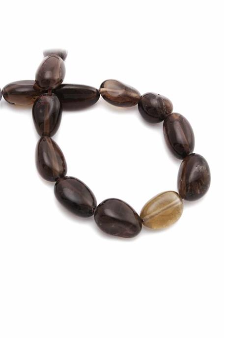 Smoky Quartz Natural Stone Tumbler Cut 10x13mm String Of Beads