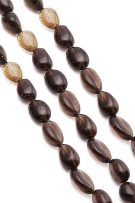 Smoky Quartz Natural Stone Tumbler Cut 10x13mm String Of Beads