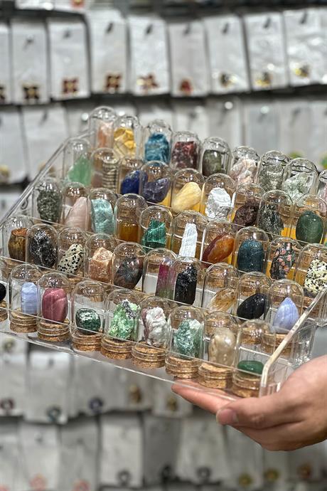 Fanus İçinde Minik Boy Doğaltaş Set 45 Adet AA