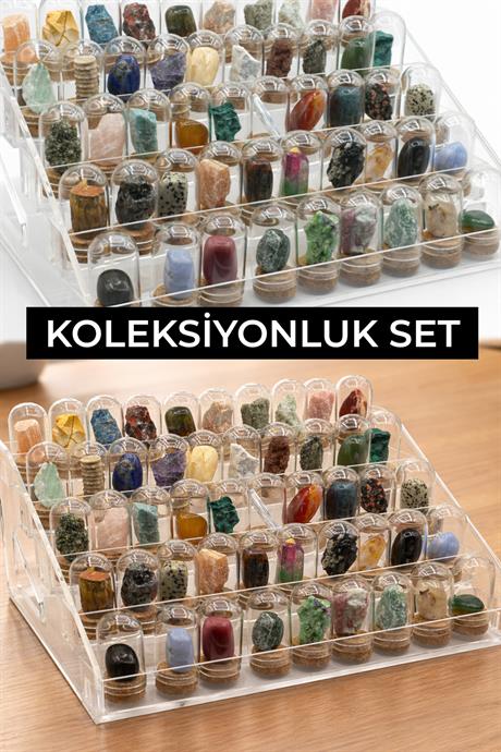 Fanus İçinde Minik Boy Doğaltaş Set 45 Adet AA