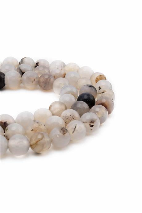 Agate Natural Stone Facet Globe Cut 12mm String Of Beads