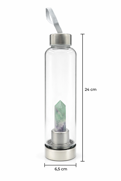 Fluorite Natural Stone 500 Ml Glass Canteen Water Bottle Sheathed