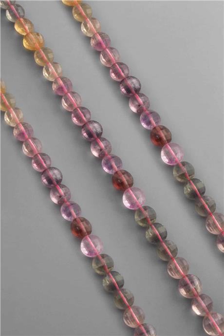 Florit Doğal Taş Daire Karışık Kristal Kesim 10x7mm Dizi