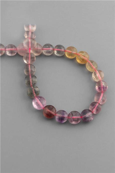 Florit Doğal Taş Daire Karışık Kristal Kesim 10x7mm Dizi