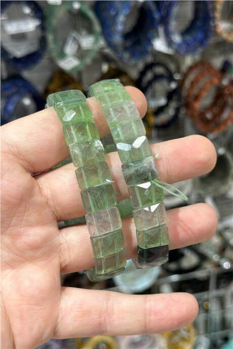 Florit Doğal Taş Dikdörtgen Kesim Bileklik