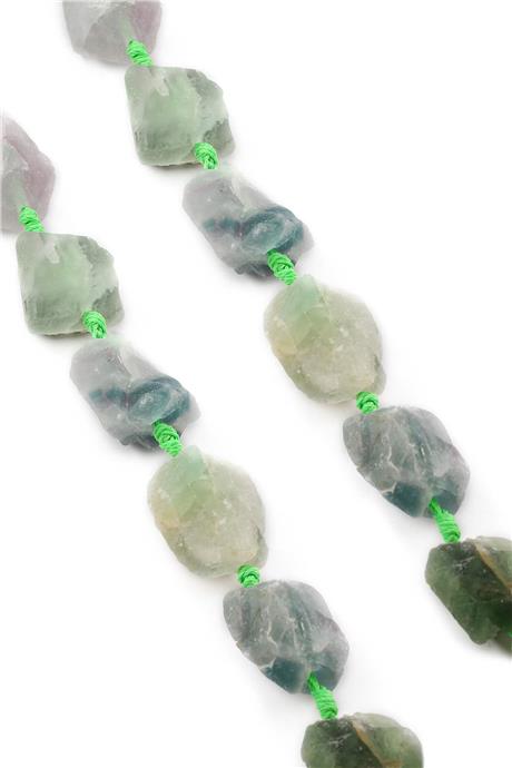 Florit Doğal Taş Mat Yeşil Ham Kütle Kesim 15x25mm Dizi [AA]