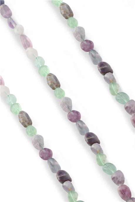 Fluorite Natural Stone Shiny Tumbler Cut 7x10mm String Of Beads