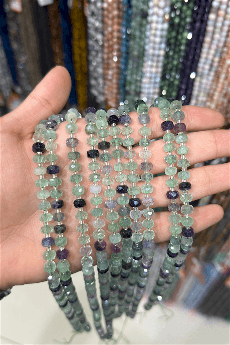 Florit Taşı Faset Kesim Parlak Yeşil 8x6mm Doğal Taş Dizi [AA]