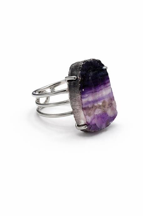 Florit Taşı Ham Kütle Kesim Çelik Ayarlanabilir Yüzük