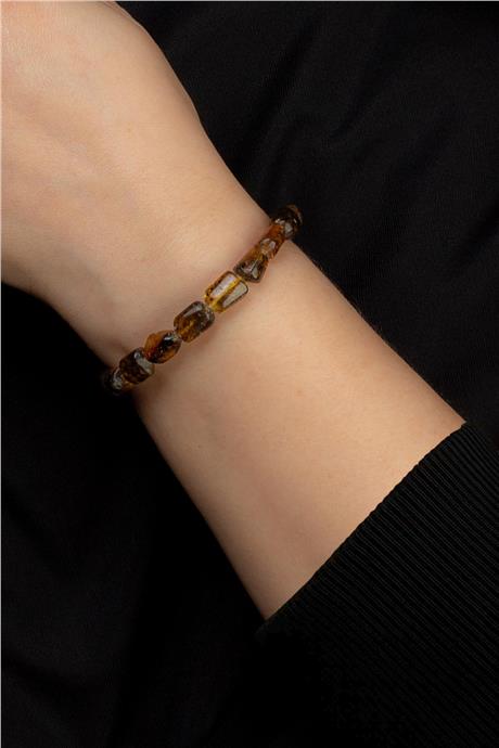 Fosil Kehribar Parlak Tımbıl Kesim Yetişkin Bileklik 6,7-7gr