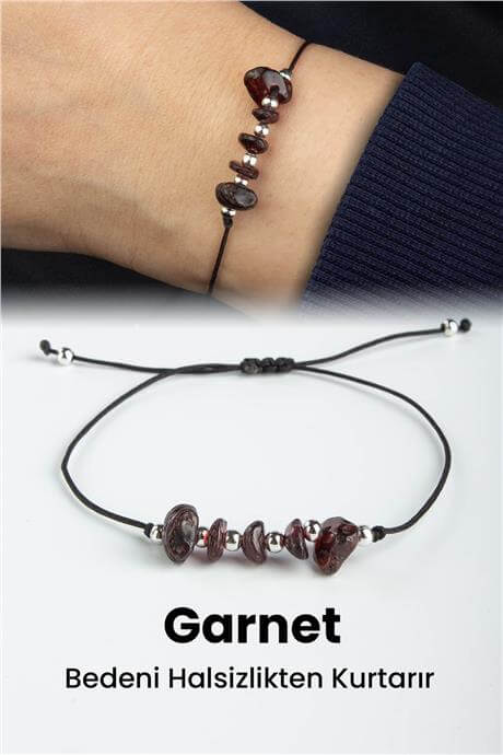 Garnet Doğal Kırık Taş Oğlak Burcu Bilekliği