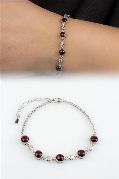Garnet Doğal Taş Zincir Bileklik
