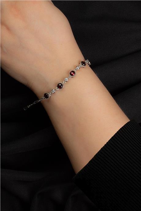 Garnet Doğal Taş Zincir Bileklik