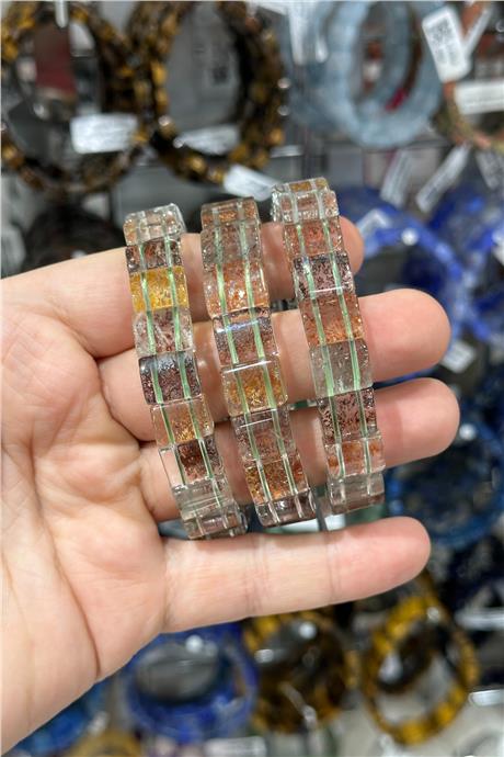 Gold Beril Doğal Taş Parlak Dikdörtgen Faset Kesim 9x12mm Bileklik