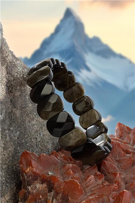 Gold Obsidyen Doğal Taş Parlak Oval Faset Kesim 11x15mm Bileklik