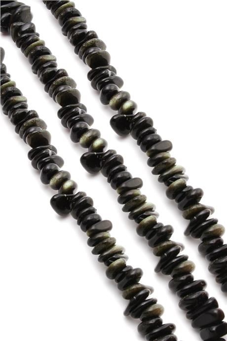 Gold Obsidian Natural Stone Washer Cut 10x4mm String Of Beads